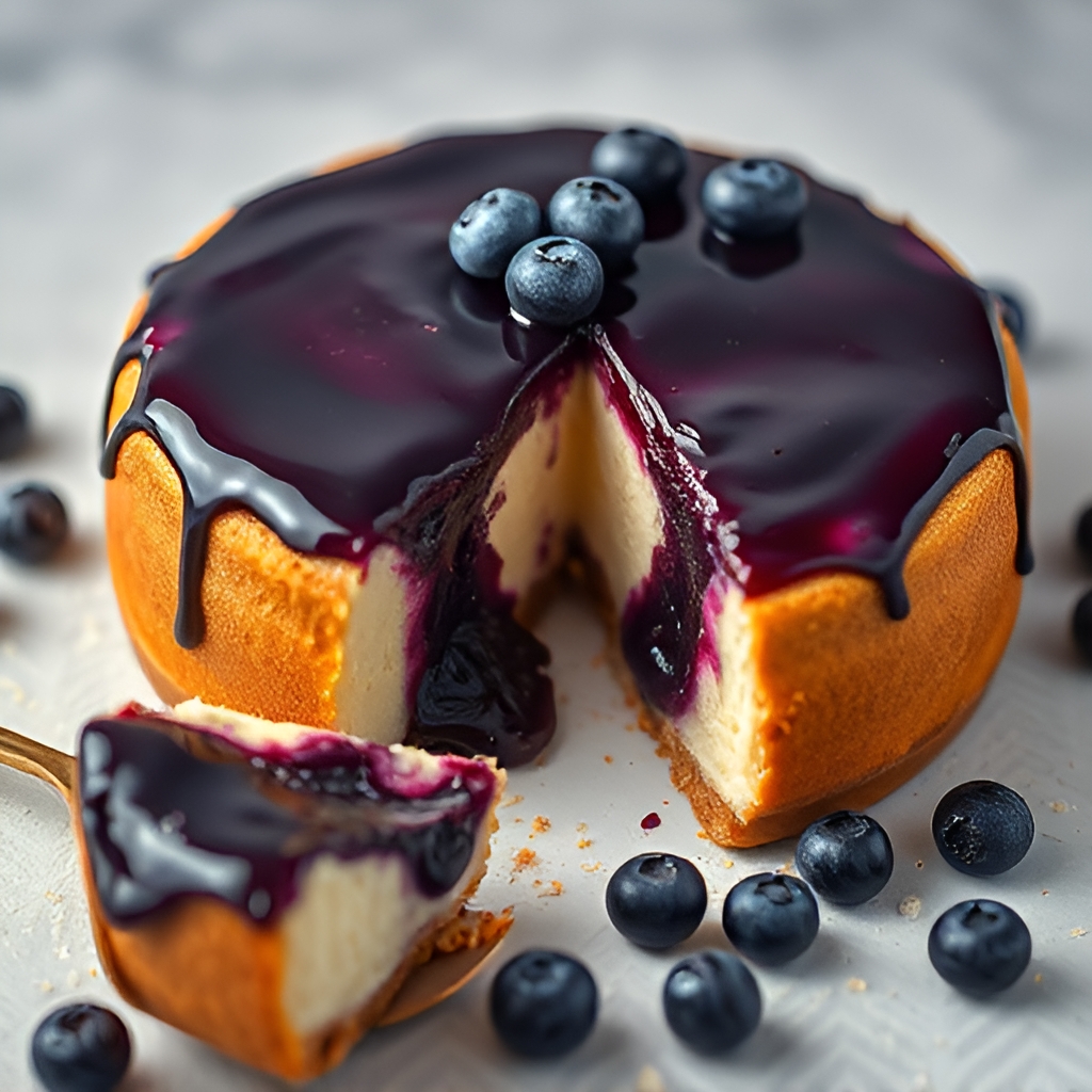 12 Ultra-Realistic Cake Design Prompts for Mind-Blowing 8K Food Photography 7 Blueberry Swirl Cheesecake